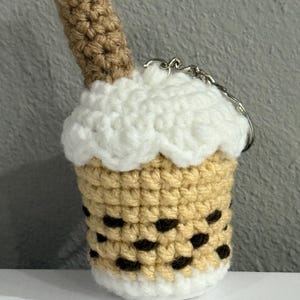 Crochet Boba Tea Keychain - Crochet Drink Keychain, Milk Tea, Keychain, Handmade Gift, Bag Charm, Mini Boba Tea, Cute Cham