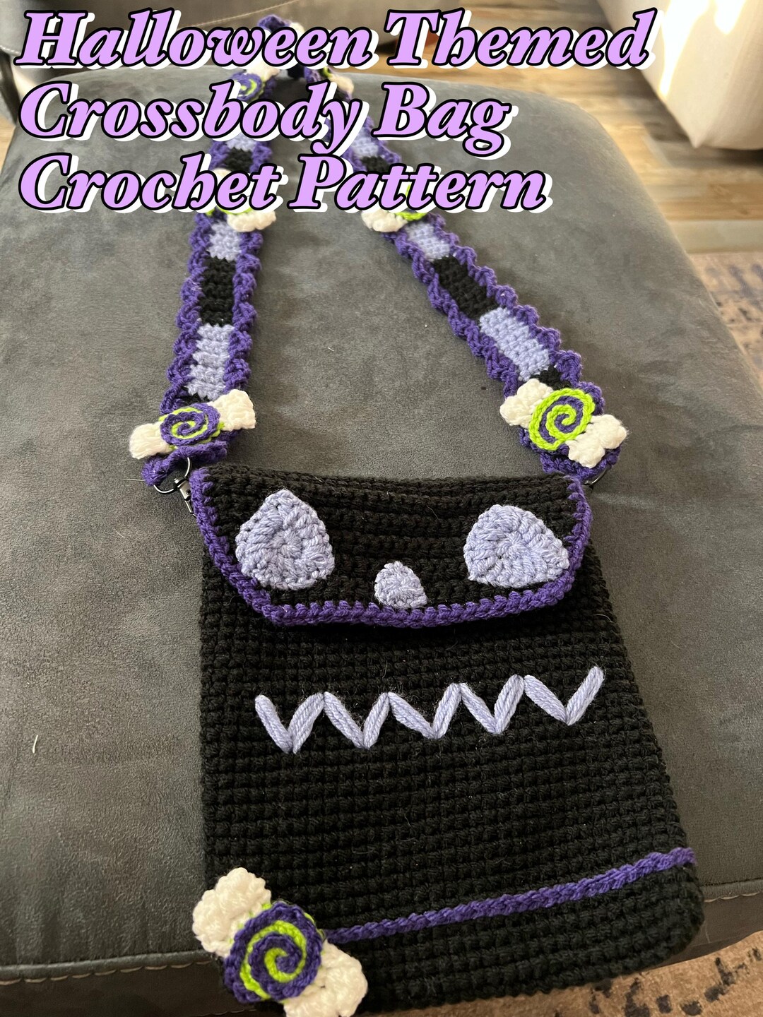 Halloween Themed Crochet Crossbody Bag Crochet Pattern, Handmade