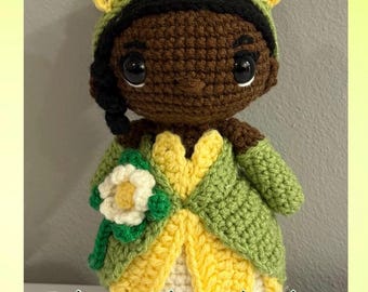 Crochet Princess Tiana Figurine - Crochet Pattern, Digital Pattern, Disney Princess, Figurine, Tiana Doll, Digital PDF, Cute Decoration