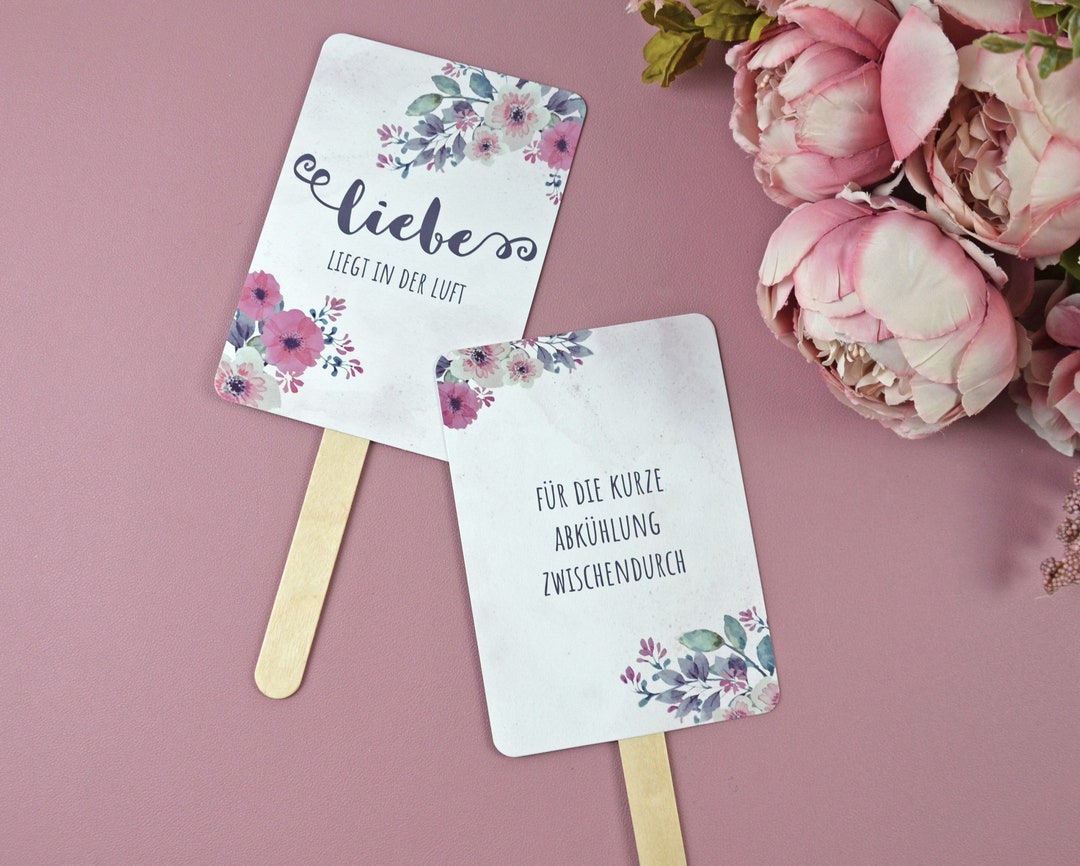 Fächer Bastelset für die Hochzeit 30er Set Handfächer im Vintage Blumen