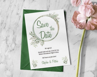 Save the Date Vorlage (Generator) für deine Hochzeit - Greenery