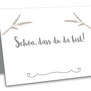 Tischkarten / Platzkarten in edlem Grau und Ährendesign