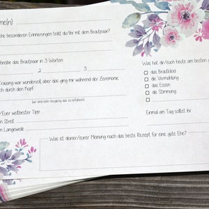 Gästebuchseiten / Fragekarten für die Hochzeit (A5)