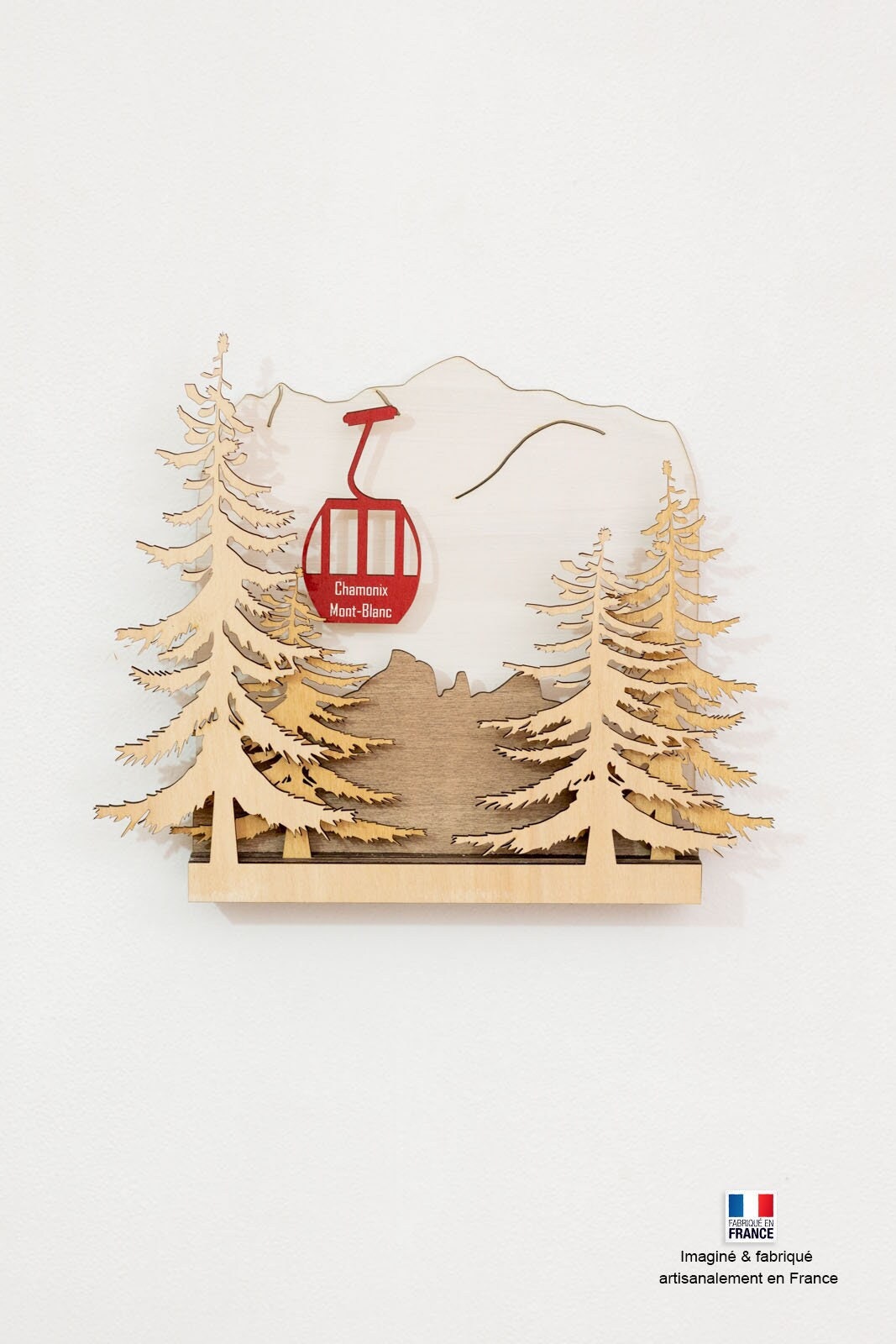 Tableau, Cadre de Décorations en Bois Du Mont-Blanc avec Un Télécabine Chamonix, Des Montagnes et Sa