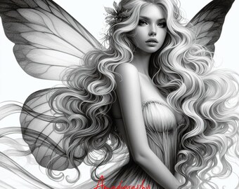 Moon Fairies Forest Coloring Book – Grayscale Coloring Pages (Instant Download)