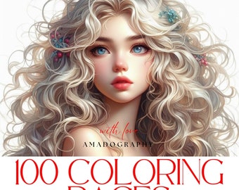 Queen Moon Fairies Coloring Book - 100 Grayscale Pages (Digital Download)
