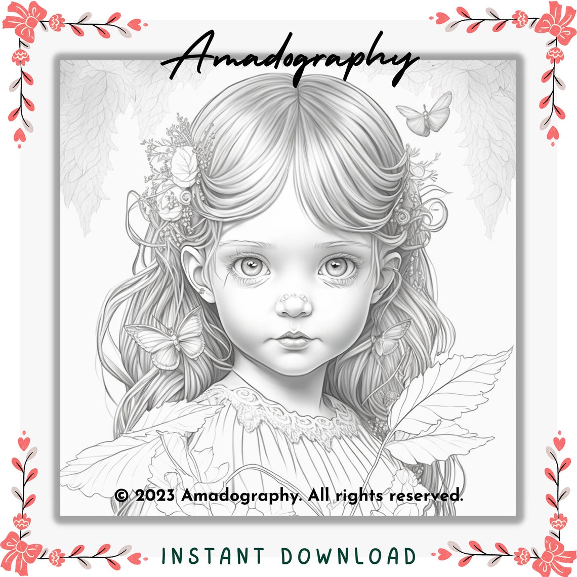 Princess Girls Coloring Page Printable Adult Coloring - Etsy Australia