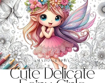 Fairy Tale Forest Coloring Pages – Grayscale Fairies for Kids (Instant Download)