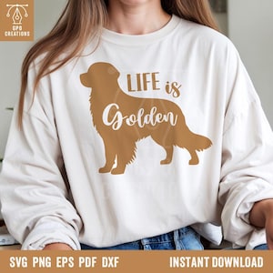 Das Leben ist golden SVG, Golden Retriever SVG, Hundeliebhaber zwar, Hund Mama Blatt, Digital Cut Datei für Cricut Silhouette, Haustier zwart, Hund Silhouette SVG