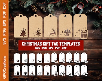 Christmas Gift Tag Templates SVG Bundle, Gift Tag SVG, Label SVG, Christmas Tag Svg, Tag Svg, Tags Template, Christmas Gift Tag Png Dxf