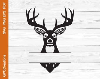 Deer SVG, Deer Monogram Svg, Deer Head SVG, Deer Hunting SVG, Deer Hunting Clipart, Deer Head Cut File, Hunting Svg, Instant Download
