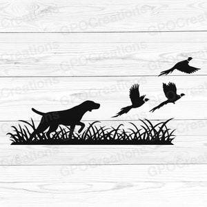 Perro de caza SVG, Faisán de caza SVG, Faisán Svg, Archivo de corte de perro de caza, Clipart de caza, Caza de aves Svg, Archivo de corte Svg de temporada de caza