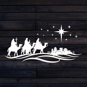 ベツレヘム SVG、クリスマス スター SVG、東方の三博士 SVG、ベツレヘムのシルエット、ベツレヘム カット ファイル、ベツレヘムの星飾り SVG PNG DXF