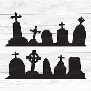 Grafstenen SVG, kerkhof SVG, grafstenen SVG, begraafplaats Svg, Halloween kerkhof, grafstenen gesneden bestand, grafstenen Svg, grafstenen Png
