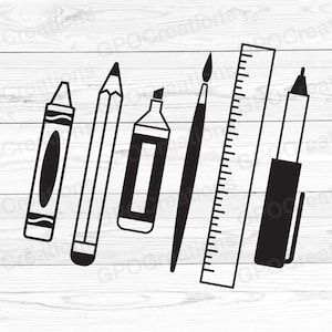 Escola SVG, material escolar SVG, professor SVG, volta às aulas Svg, material escolar clipart, arquivo de corte de material escolar, material de sala de aula Svg