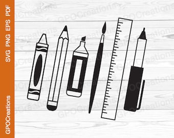 School SVG, School Supplies SVG, Teacher SVG, Back to School Svg, School Supplies Clipart, School Supplies Cut File, Classroom Supplies Svg