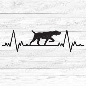 Latido del corazón SVG, Perro de caza EKG SVG, Puntero de perro de caza Ekg Svg, Caza Svg, Imágenes Prediseñadas de caza de patos, Pulso de latido del corazón Svg, Papá cazando Svg