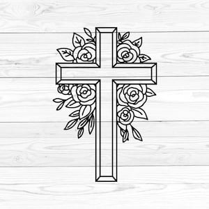 Cross SVG, Floral Cross SVG, Christian Cross SVG, Easter Cross Svg, Cross Cut File, Cross Png, Flowers Svg, Faith Svg, Religious Svg