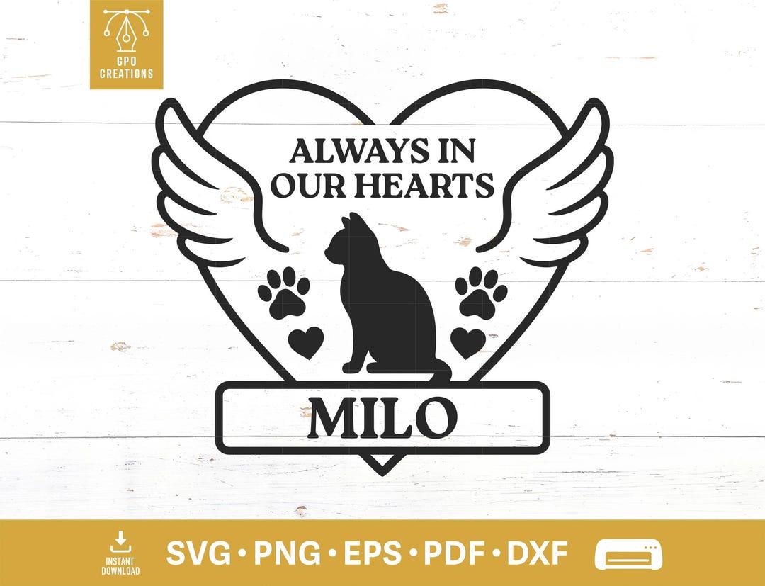 Cat Memorial SVG, Cat Loss SVG, Pet Memorial SVG, Angel Wings Svg, Pet ...
