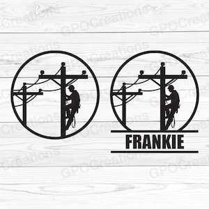 Lineman Monogram SVG, Lineman SVG, Electrician SVG, Lineman Silhouette, Lineman Dad Svg, Lineworker svg, Lineman on Pole Svg Png Dxf