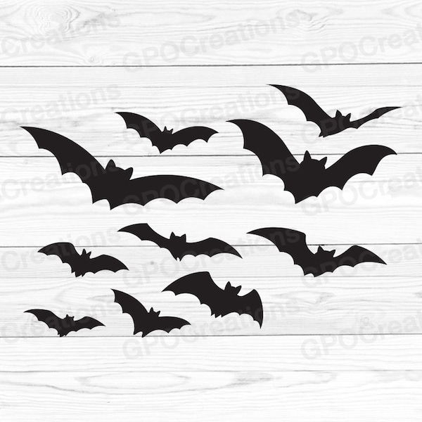 Halloween Bats SVG, Spooky Bats SVG, Bats Clipart, Bats PNG, Bats Silhouettes, Halloween Bats Cut File, Flying Bats Svg, Halloween Bats Png