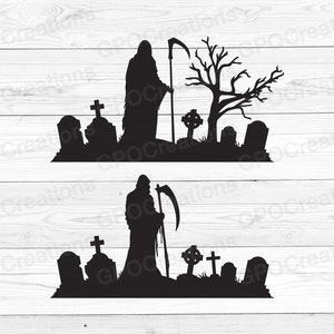 Magere Hein SVG, Spooky kerkhof SVG, Halloween SVG, Magere Hein clipart, grafstenen Svg, Magere Hein gesneden bestand, Magere Hein png dxf