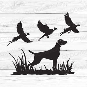 Perro de caza SVG, Faisán de caza SVG, Faisán Svg, Clipart de caza, Archivo de corte de perro de caza, Caza de aves Svg, Archivo de corte Svg de temporada de caza