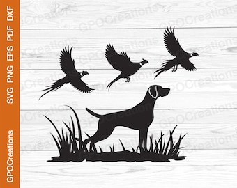 Hunting Dog SVG, Pheasant Hunting SVG, Pheasant Svg, Hunting Clipart, Hunting Dog Cut File, Bird Hunting Svg, Hunting Season Svg Cut File