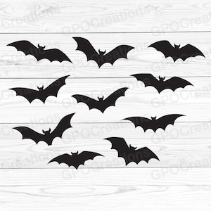 Halloween Bats SVG Bundle, Spooky Bats SVG, Bats PNG Clipart, Bats Silhouettes, Flying Bats Svg, Halloween Bats Cut File, Halloween Bats Png