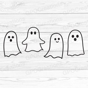 Ghosts SVG, Cute Ghosts SVG, Halloween SVG, Kids Halloween Svg, Halloween Cut File, Ghost Face Svg, Cute Halloween Party Ghosts Svg