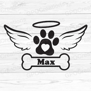 Pet Dog Memorial SVG, Dog Loss SVG, Paw Print SVG, Pet Memorial Svg Png, Angel Wings Svg, Verlies van Pet Svg Cut File Clipart, Dog Mom Svg Png