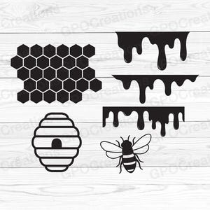Honey SVG, Honeycomb SVG, Honey Bee SVG,  Honey Cut File, Honey Drips Svg, Honey Drips Png, Beekeeper Svg, Beekeeping Svg, Bee Svg, Bee Png