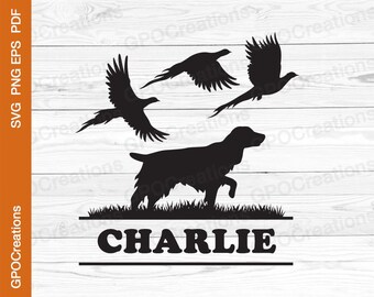 Hunting Dog SVG, Pheasant SVG, Pheasant Hunting Svg, Hunting Dog Monogram Svg, English Springer Spaniel  Svg, Hunting Season Svg