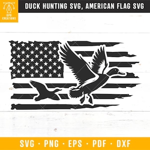 Entenjagd SVG, Jagd amerikanische Flagge SVG, Stockente Ente SVG, Entenjäger SVG, Vogeljagd zward svg, USA-Flaggen-Svg, Jagdsaison-Svg Png-Dxf