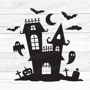 Halloween Haunted House SVG, Spooky House SVG, Haunted House SVG, Haunted House, Haunted House Png, Halloween Svg, Bats Svg Png, Ghosts Svg