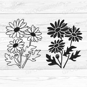 Daisy Svg, Svg fleur Daisy, Svg fleur, Daisy couper fichier, fleur Svg, Svg Daisy, Svg de jolie fleur de Daisy, Daisy Clipart, téléchargement immédiat
