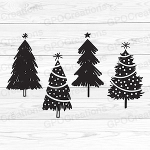 Christmas Tree Doodles SVG, Hand Drawn Christmas Tree SVG, Merry Christmas SVG, Christmas Trees Svg, Christmas Cut File, Christmas Trees Png