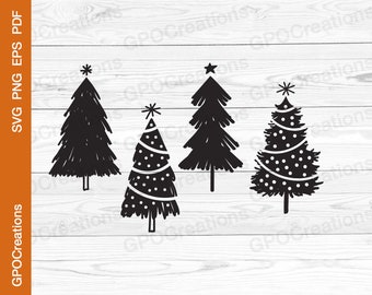 Christmas Tree Doodles SVG, Hand Drawn Christmas Tree SVG, Merry Christmas SVG, Christmas Trees Svg, Christmas Cut File, Christmas Trees Png