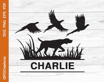Hunting Dog SVG, Pheasant Hunting SVG, Pheasant Svg, Hunting Dog Monogram Svg, Hunting Clipart, Bird Hunting Svg, Hunting Season Svg