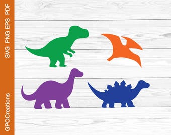 Cute Dinosaur SVG Bundle, Cute Baby Dinosaur SVG Cut File, Dinosaur Clipart PNG, Dinosaur Silhouette Svg, Kids Dinosaur Svg, T-Rex Svg
