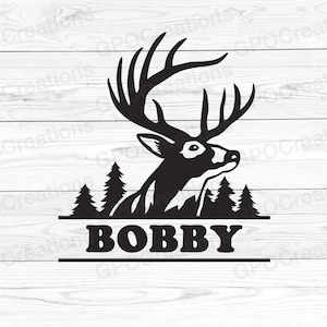 Deer SVG, Forest SVG, Forest Monogram SVG, Deer Hunting Svg, Deer Head Svg, Deer Monogram Svg, Deer Hunting Clipart, Deer Head Cut File