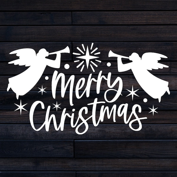 Feliz Navidad SVG, Ángel de Navidad SVG, Ángel soplando trompeta SVG, Navidad Svg, Feliz Navidad Archivo de corte, Feliz Navidad, Vector de ángel