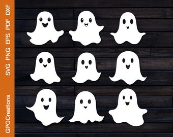 Cute Ghost SVG Bundle, Ghost SVG, Halloween Ghost SVG, Kids Halloween Svg, Ghost Svg Bundle, Halloween Cut Files, Ghost Png Dxf Clipart