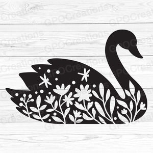 Cygne SVG, vecteur de cygne, Clipart de cygne, fichier de coupe de cygne, cygne PNG, SVG de cygne noir, beau cygne Svg, Silhouette de cygne, mariage Svg, oiseau Svg