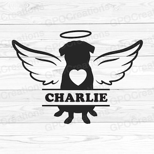 Pug Dog Memorial SVG, Pet Dog Memorial SVG, Dog Memorial SVG, Angel Wings Svg, Dog Loss Svg, Pet Loss Svg, Dog Memory Svg, Pet Dog Svg