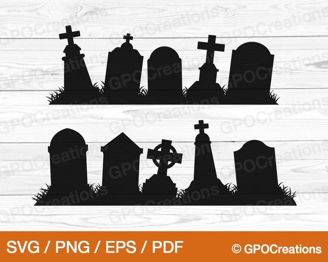 Tombstones SVG Graveyard SVG Halloween Graveyard Tombstones - Etsy
