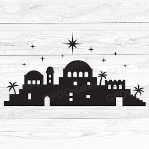Bethlehem SVG, Christmas Star SVG, Bethlehem Silhouette, Bethlehem Cut File, Bethlehem PNG, Bethlehem Clipart, Christmas Bethlehem Clipart