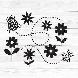 Coccinella SVG, Fiori SVG, Primavera SVG, Ciao Primavera SVG, Pacchetto Primavera SVG, Fiori Primaverili SVG, Coccinella Carina SVG, Coccinella Primavera SVG