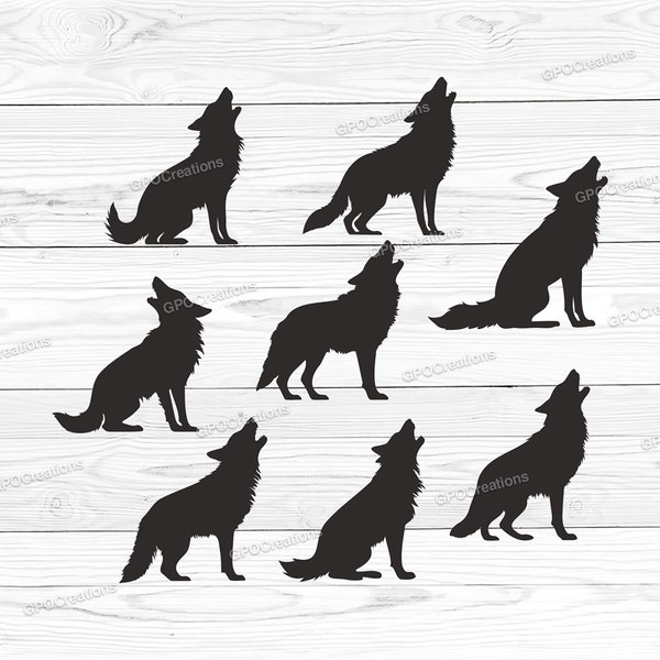 Coyote SVG Bundle, Howling Coyote SVG, Coyote Silhouette Cut File, Coyote Hunting SVG, Coyote Clipart, Coyote pdf eps dxf