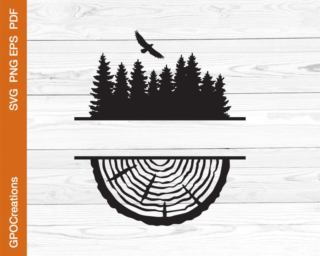 Tree Rings Cut Art Tree Trunk Slice Monogram SVG, Pine Trees SVG, Tree Rings SVG ...